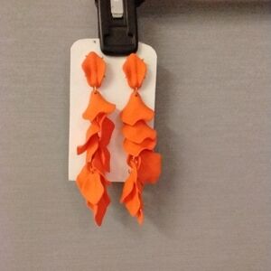Orange Floral Drop Earrings